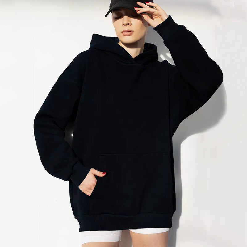 Oversized pullover hoodie with kangaroo pocket in black