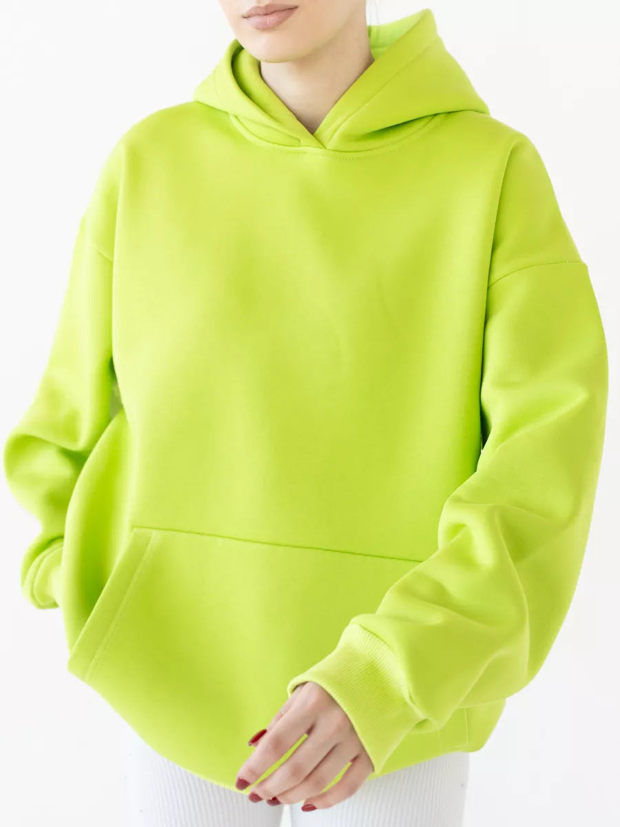 Oversized pullover hoodie with kangaroo pocket in lime green