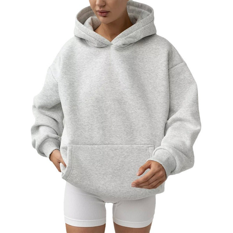 Oversized pullover hoodie with kangaroo pocket in heather gray
